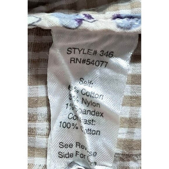 CAbi Blazer Jacket Womens SIze M Tan White Plaid Seersucker - Picture 11 of 13